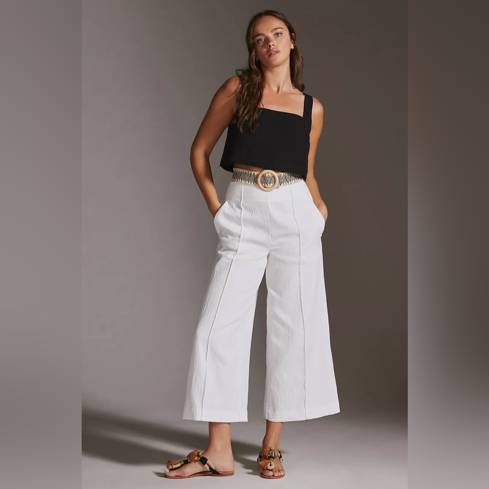Maeve White Wide-Leg Pants